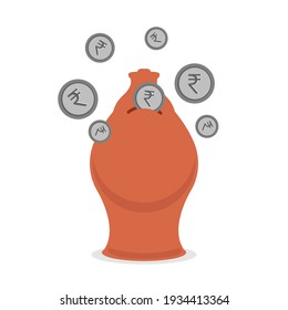 Rupees Coins Investment Gulak Icon Design Vector