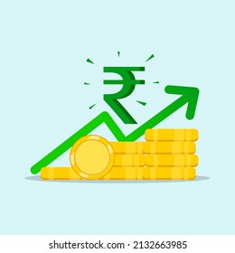 Rupees Indian currency growth money investment finance debt income design vector