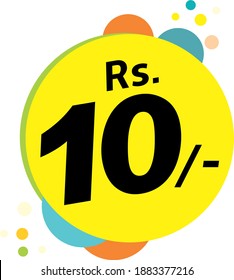 Rupees ten only, indian rupees symbol, rs. 10 price tag vector illustration,