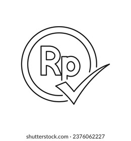 Rupiah with checkmark icon line style isolated on white background. Vector illustration