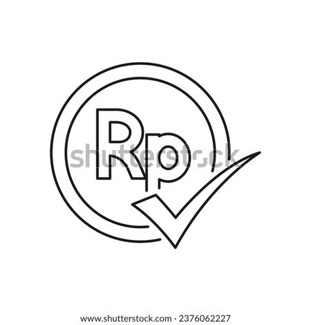 Rupiah with checkmark icon line style isolated on white background. Vector illustration