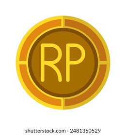 Rupiah-Münzsymbol. Währungsflachsymbole in goldener Farbe, Symbol des indonesischen Geldes. Vektorillustrationen.