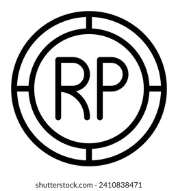 Rupiah coin icon. Outline rupiah coin vector icon for web design isolated on white background