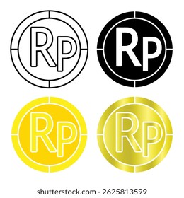 rupiah coin icon vector with four kinds of styles on white background