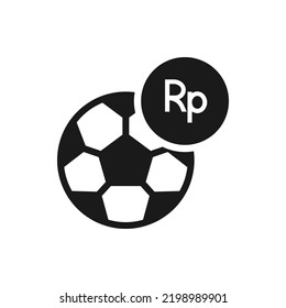Rupiah coin with soccer ball. Football sports betting flat icon isolated on white background. Vector illustration