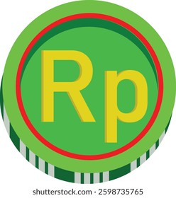 Rupiah currency coin symbol. Coin rupiah currency icon. Rupiah sign icon coin. Green Coin rupiah.