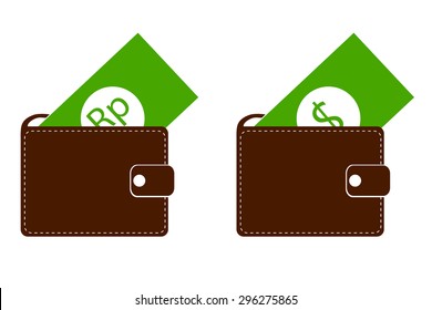 Rupiah and Dollar In The Wallet 
