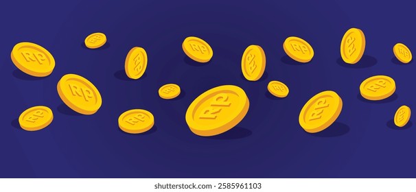 Rupiah Gold Coin IDR Indonesian Money flat design vector illustration 