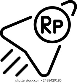 Vector de ilustración de icono de línea de rupia