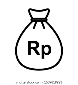 Rupiah money bag icon design. Dollar money bag icon in trendy flat style design. Vector illustration.