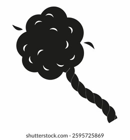 Rupture of cotton rope black vector on white background.