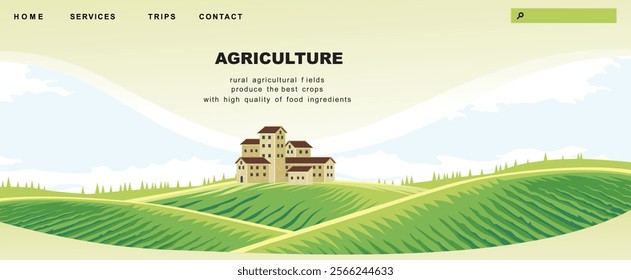 rural agriculture industry landing page template vector illustration