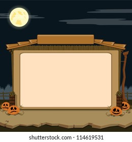 Rural barn. Sample text. Halloween theme