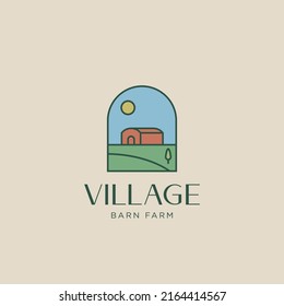 Rural barn simple badge logo icon sign symbol design concept. Vector illustration