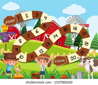 A rural board game template illustration