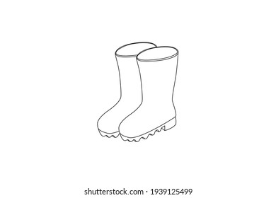 Rural Boots Shoes Outline Flat Icon