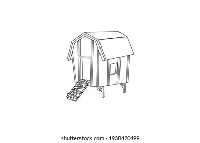 Rural Chicken Coop Outline Flat Icon