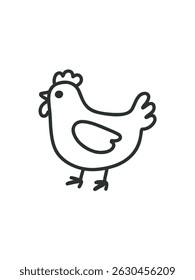  frango rural de perfil , ilustração vetor simples
