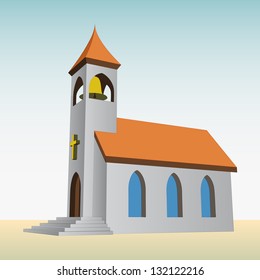 Rural Church For Catholics With Bell Vector Illustration