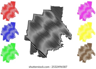 Cidade Rural de Horsham (Comunidade da Austrália, estado de Victoria, Vic) mapa ilustração vetorial, esboço de rabisco Horsham mapa do Conselho da Cidade Rural