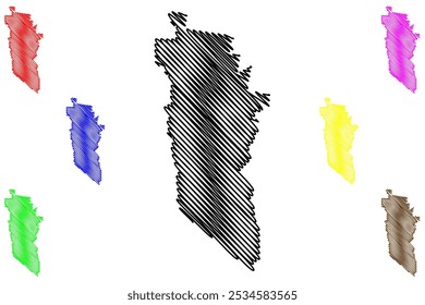 Cidade Rural de Wangaratta (Comunidade da Austrália, estado de Victoria, Vic) mapa ilustração vetorial, esboço de rabisco Shire de Milawa ou Wangaratta mapa do Conselho da Cidade Rural