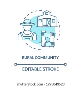 Rural Community Concept Icon. Communities Types Abstract Idea Thin Line Illustration. Country Life. Villages And Small Towns. Rural Households. Vector Isolated Outline Color Drawing. Editable Stroke