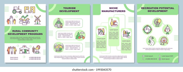 Rural Community Development Programs Brochure Template. Flyer, Booklet, Leaflet Print, Cover Design With Linear Icons. Vector Layouts For Presentation, Annual Reports, Advertisement Pages