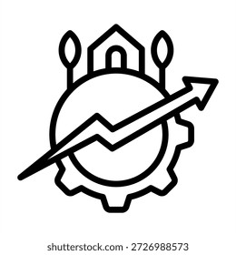 Icono de desarrollo rural - Iconos de contorno negro estilo para la agricultura y los negocios