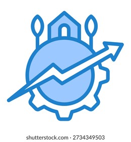 Rural Development Icon With Blue Color For Agriculture and Business