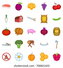 Rural economy icons set. Cartoon set of 25 rural economy vector icons for web isolated on white background