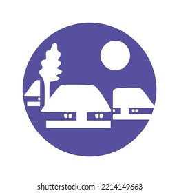 Icono del entorno rural vector de diseño moderno y único en color púrpura. Concepto simple de símbolo desde la colección de temas de la escuela a la escuela. Adecuado para muchos propósitos de diseño.