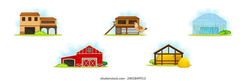 Rural Farm Building and Different Structure Vector Set