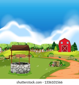 A rural farm land illustration