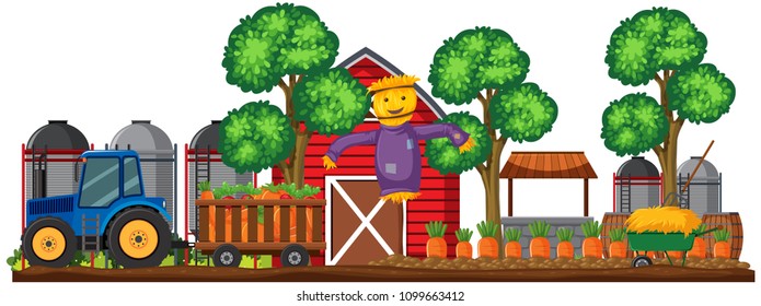 A Rural Farm on White Background illustration