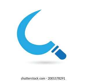 Rural Grass Sickle Flat Icon.