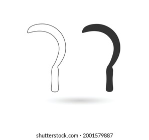 Rural Grass Sickle Vector Icon.