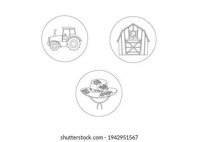 Rural Hat Outline Icon Bundle
