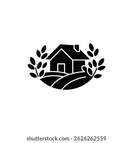 Rural Home with Surrounding Greenery Icon
