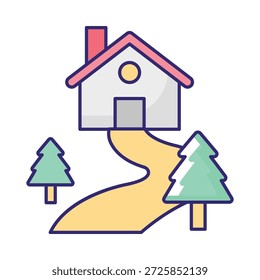 Icono de Vector de casa rural que puede modificarse o editarse fácilmente

