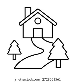 Icono de Vector de casa rural que puede modificarse o editarse fácilmente

