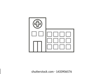 Rural Hospital Icon Vector - Medical House Black Line Icon 