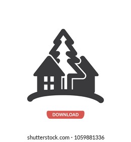 Rural hotel vector icon