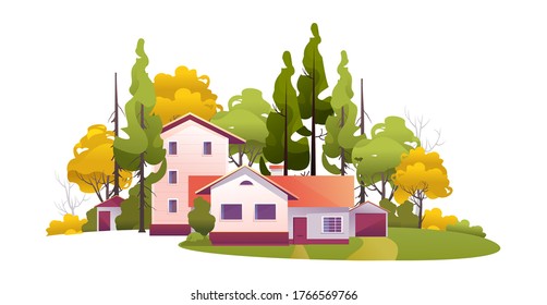 rural house among the trees