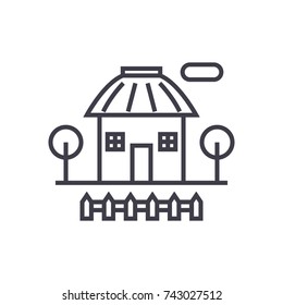 rural house concept vector thin line icon. symbol, sign, illustration on isolated background