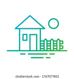 diseño de imagen vectorial de estilo de gradiente de fachada delantera de casa rural