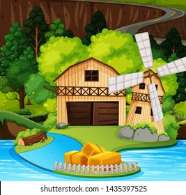 A rural house scene illustration
