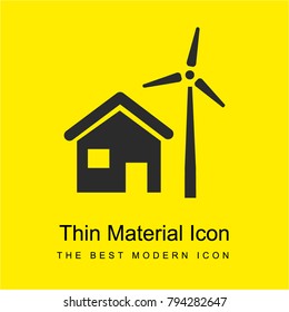 Rural house with wind mill bright yellow material minimal icon or logo design