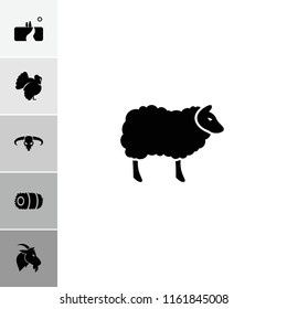 Rural icon. collection of 6 rural filled icons such as turkey, hay, bull skull, goat, sheep. editable rural icons for web and mobile.