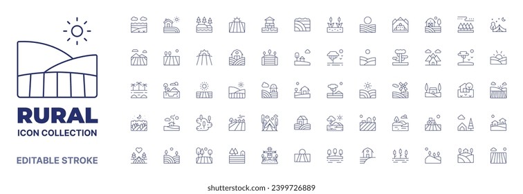 Rural icon collection. Thin line icon. Editable stroke. Editable stroke. Rural icons for web and mobile app.