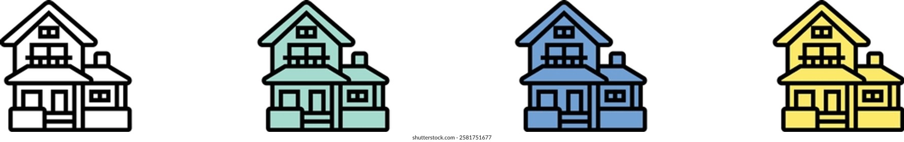 rural icon. Outline, Green, Blue and Yellow Style Design Isolated On White Background